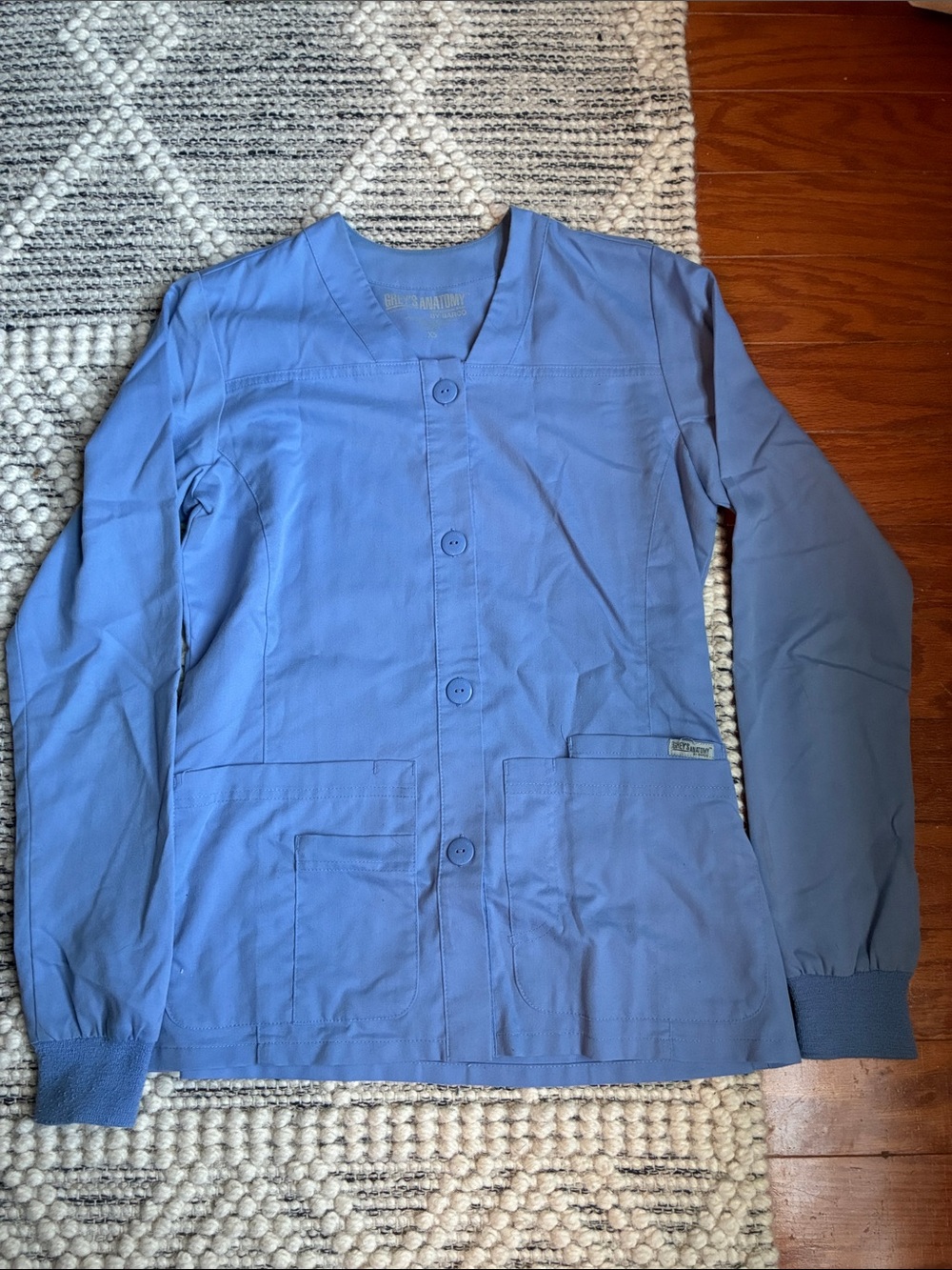 Grey's Anatomy Women's Ceil Blue Button-Front Scrub Jacket